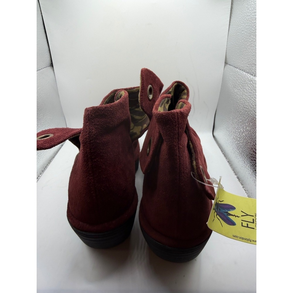 Fly London Yust Burgundy Red Suede Wedge Ankle Boots 500788002 Womens 40 NEW - Picture 3 of 8